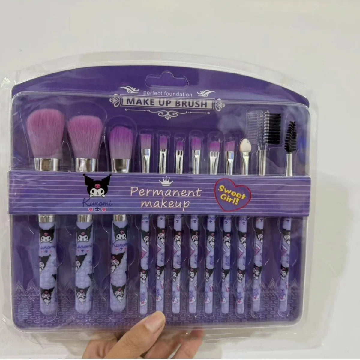 makeup brush set cute sanrio cartoon kuromi makeup brush set make up accessories facial kit for womens