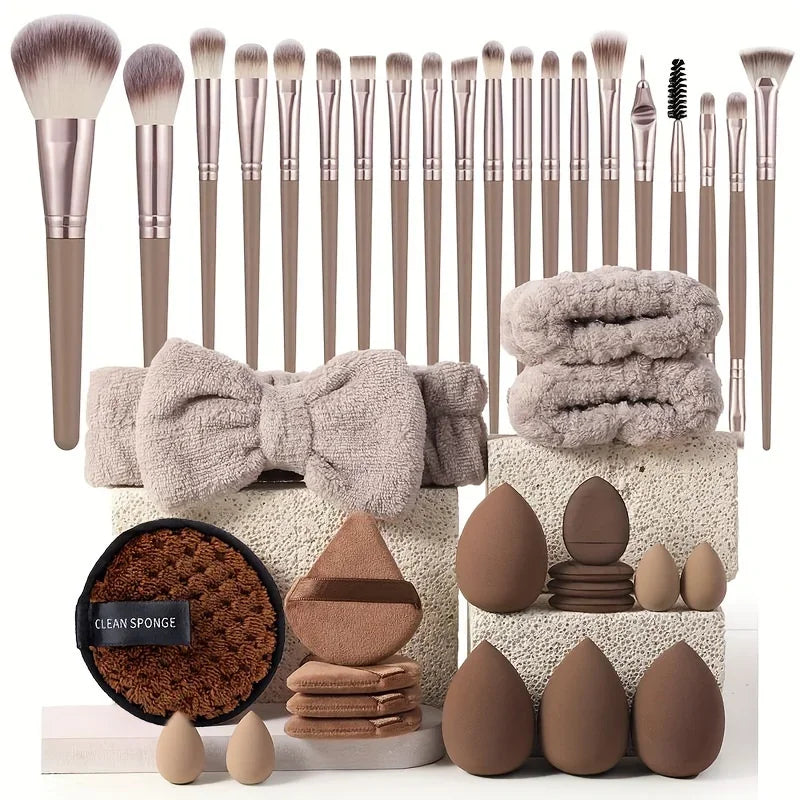 Pink Makeup kit Complete Makeup Brush Set, Big set includes Soft Brushes, Beauty Blender