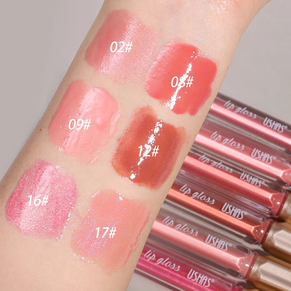 Glitter Pearlescent Lip Gloss Moisturizing Lasting Non-Stick Cup Sexy Shimmer Shine Red Liquid Lipsticks