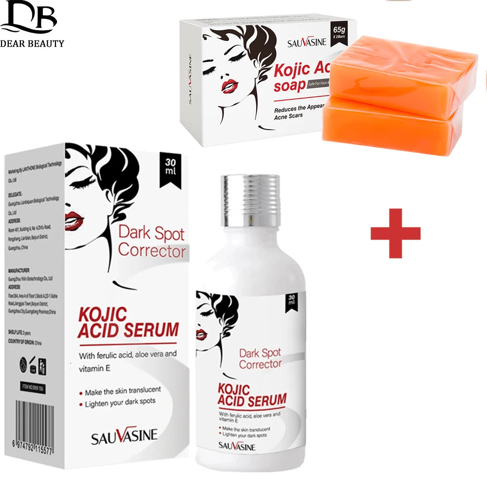 Skin Care Set Anti-aging Face Cream Wrinkle Removal Facial Serum Deep Cleansing Brighten Moisturize Kojic Acid Soap