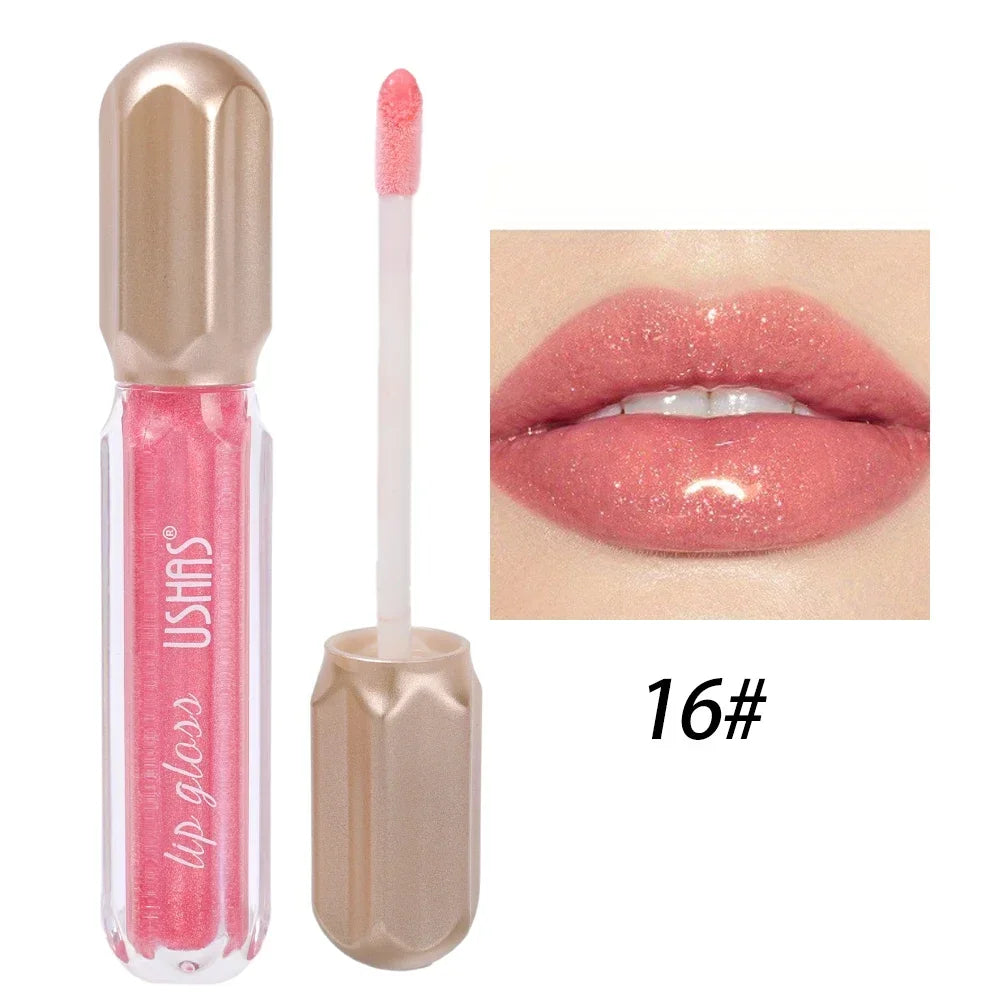 Glitter Pearlescent Lip Gloss Moisturizing Lasting Non-Stick Cup Sexy Shimmer Shine Red Liquid Lipsticks