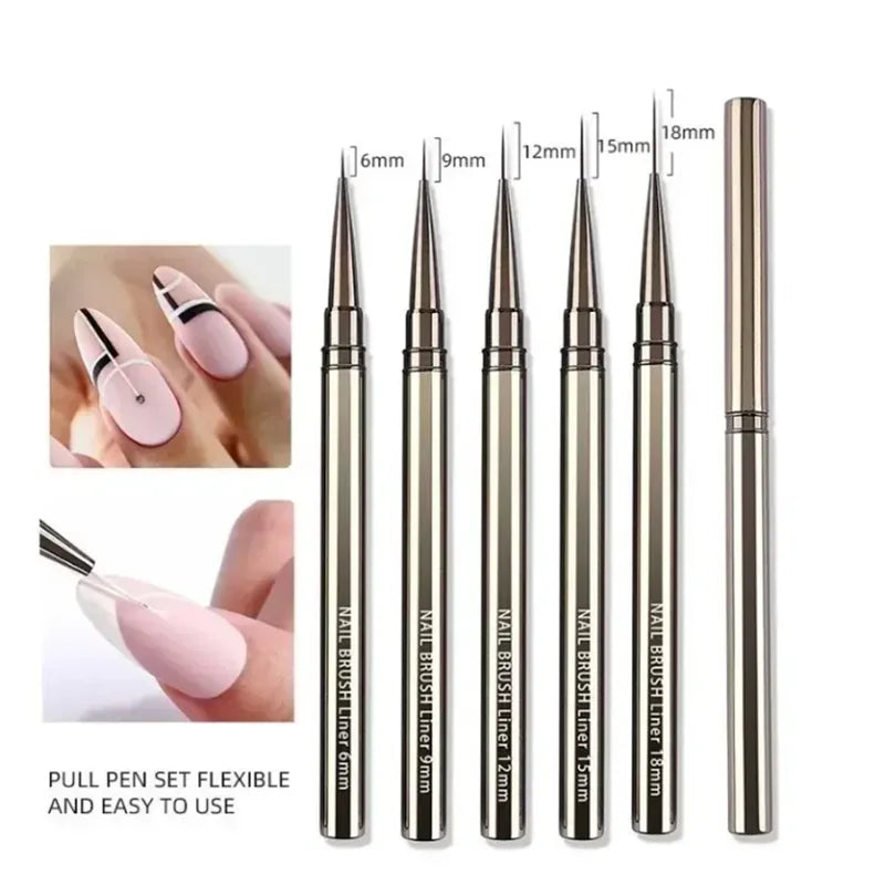 Nails Art Liner Brushes Elongated Lines Striping Drawing Painting 6/9/12/15/18/25mm Nail Design Pen Professional Manicure Tool