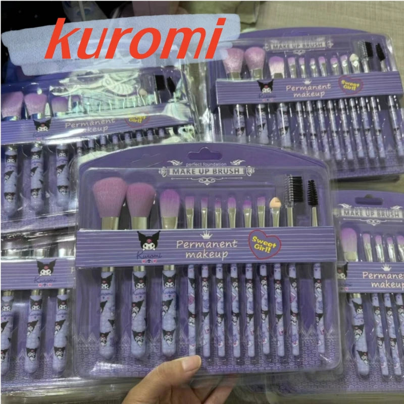 makeup brush set cute sanrio cartoon kuromi makeup brush set make up accessories facial kit for womens