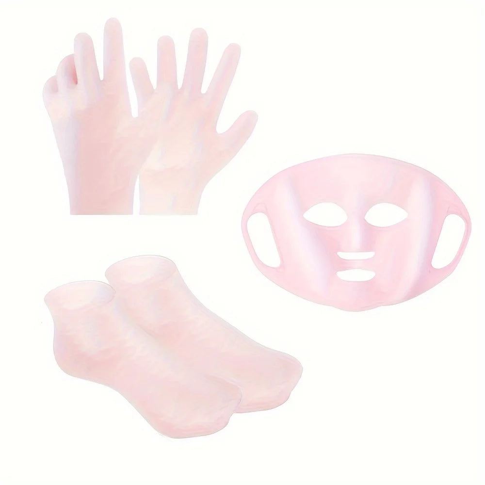 Reusable Moisturizing Mask Set, Gloves, Socks - For Face, Hands and Feet Dry, Cracked Skin, Set