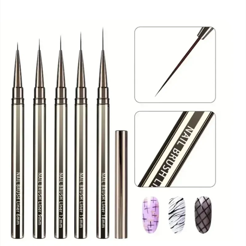 Nails Art Liner Brushes Elongated Lines Striping Drawing Painting 6/9/12/15/18/25mm Nail Design Pen Professional Manicure Tool