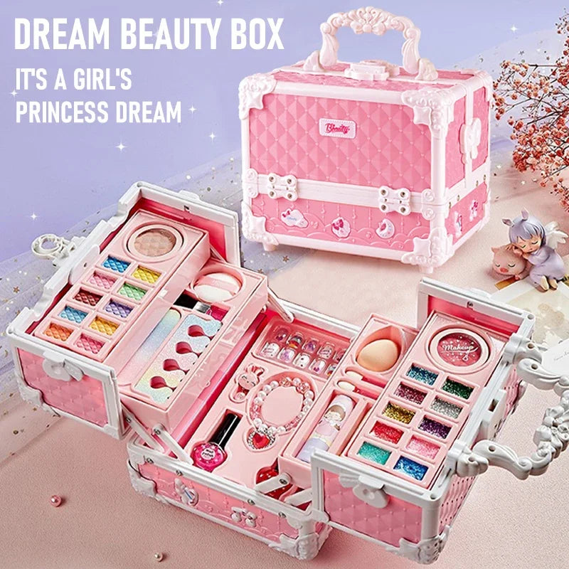 Washable Makeup Kit Real Girl Princess Make Up Kit with Cosmetic Case