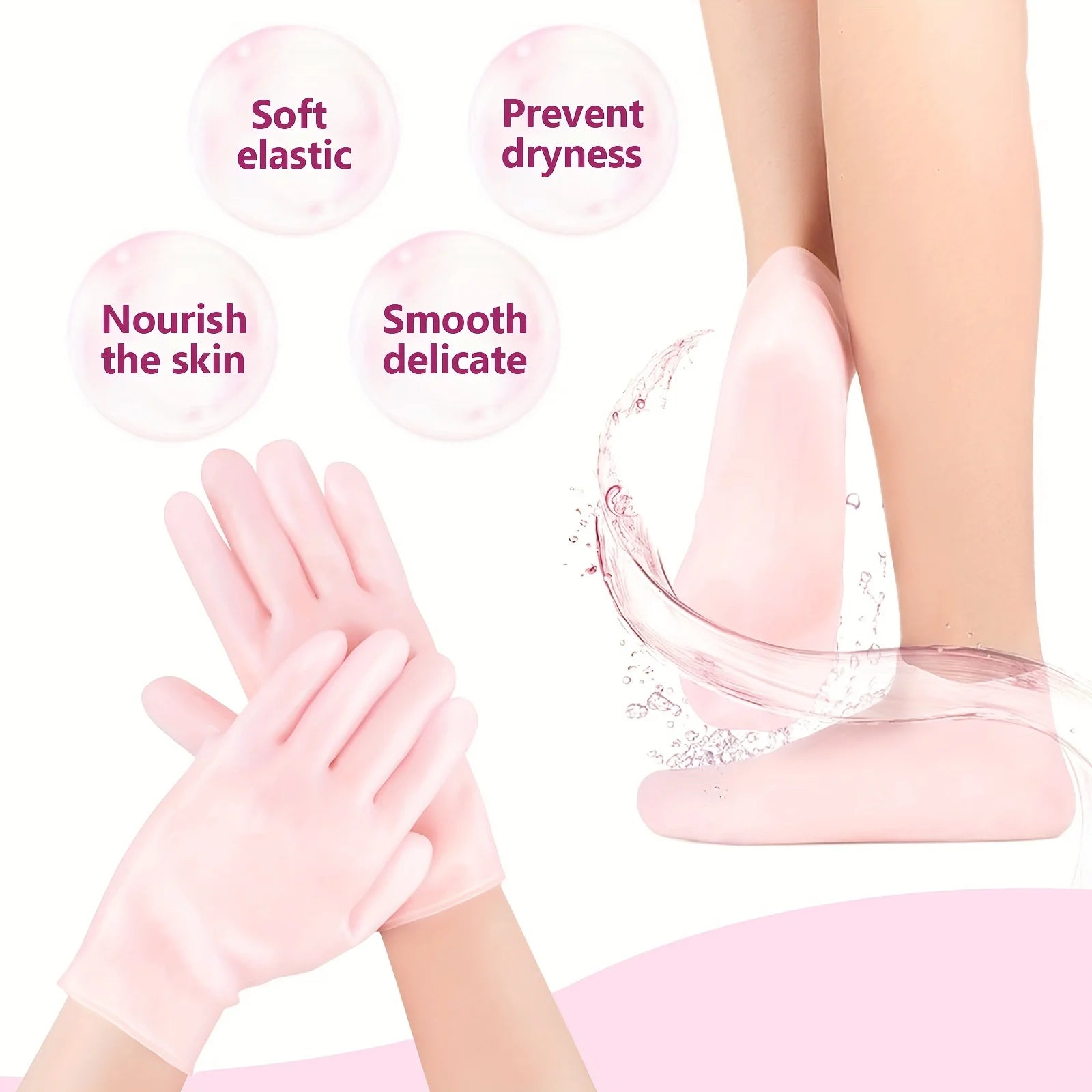 Reusable Moisturizing Mask Set, Gloves, Socks - For Face, Hands and Feet Dry, Cracked Skin, Set