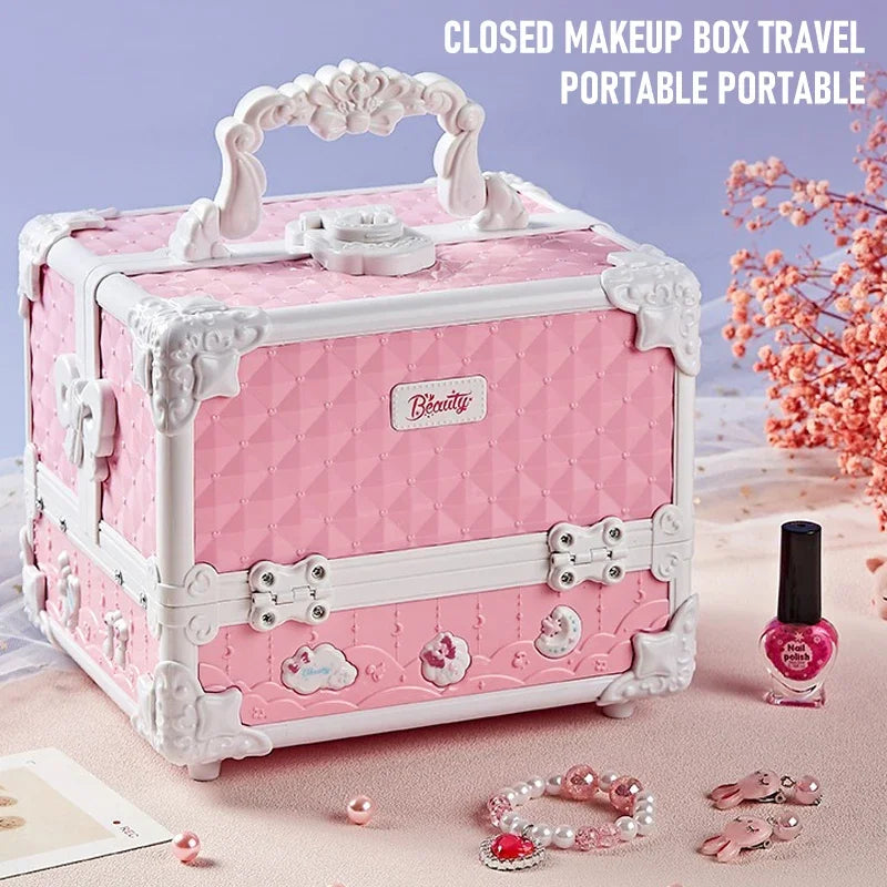 Washable Makeup Kit Real Girl Princess Make Up Kit with Cosmetic Case