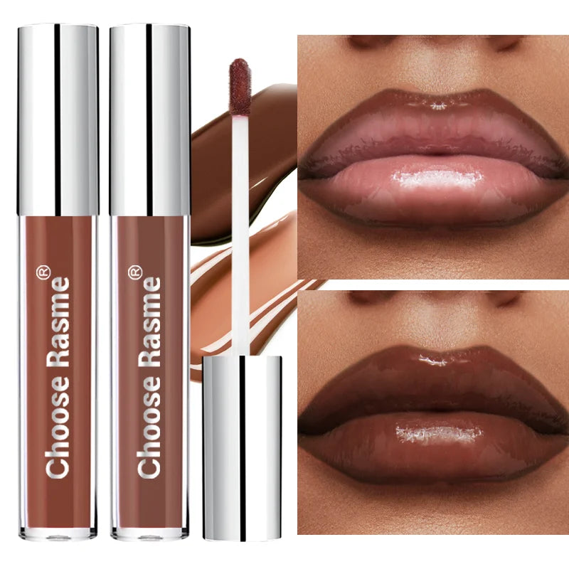 Two sets of lip gloss lipliner, moisturizing, bright, durable, portable, brown, outline the lip line