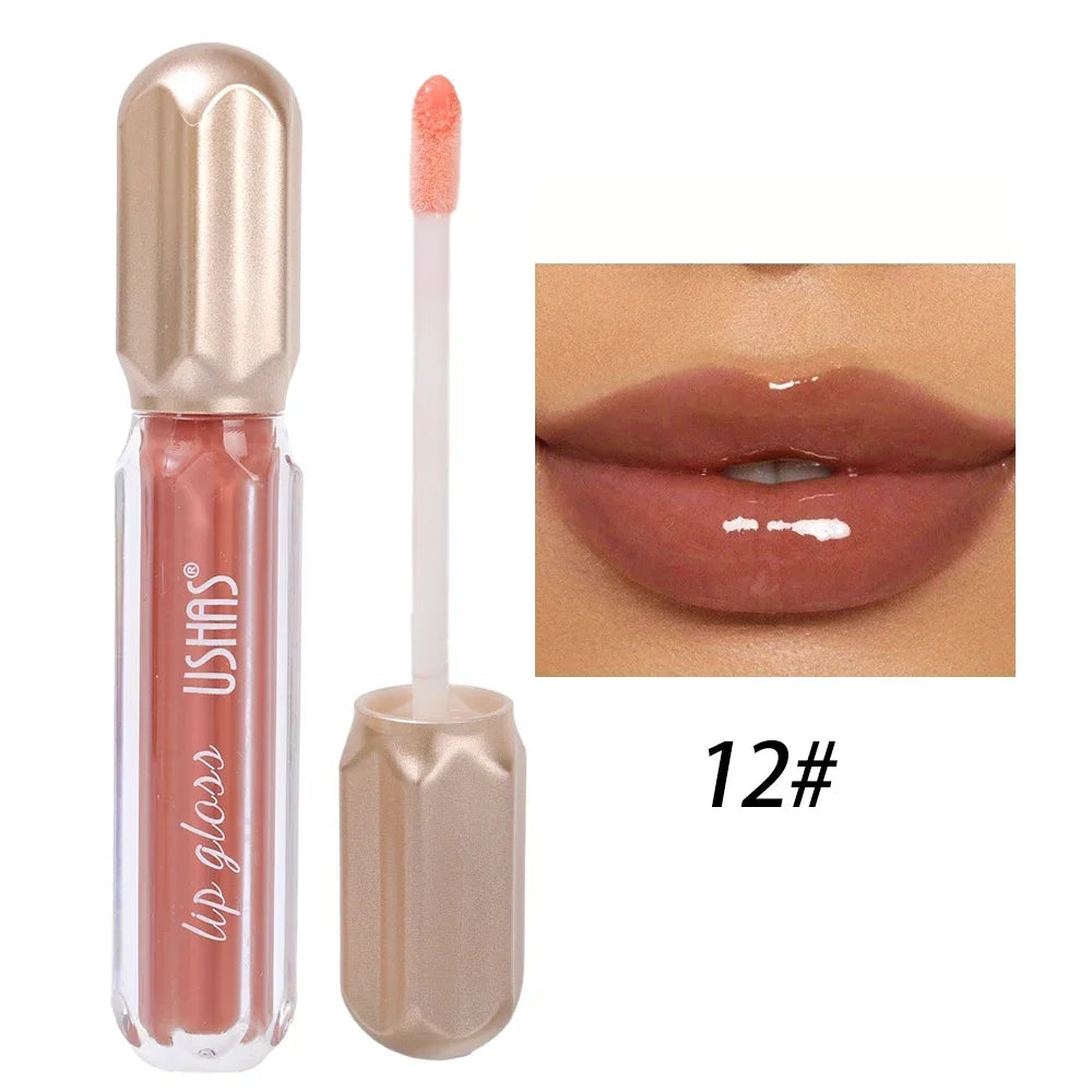 Glitter Pearlescent Lip Gloss Moisturizing Lasting Non-Stick Cup Sexy Shimmer Shine Red Liquid Lipsticks