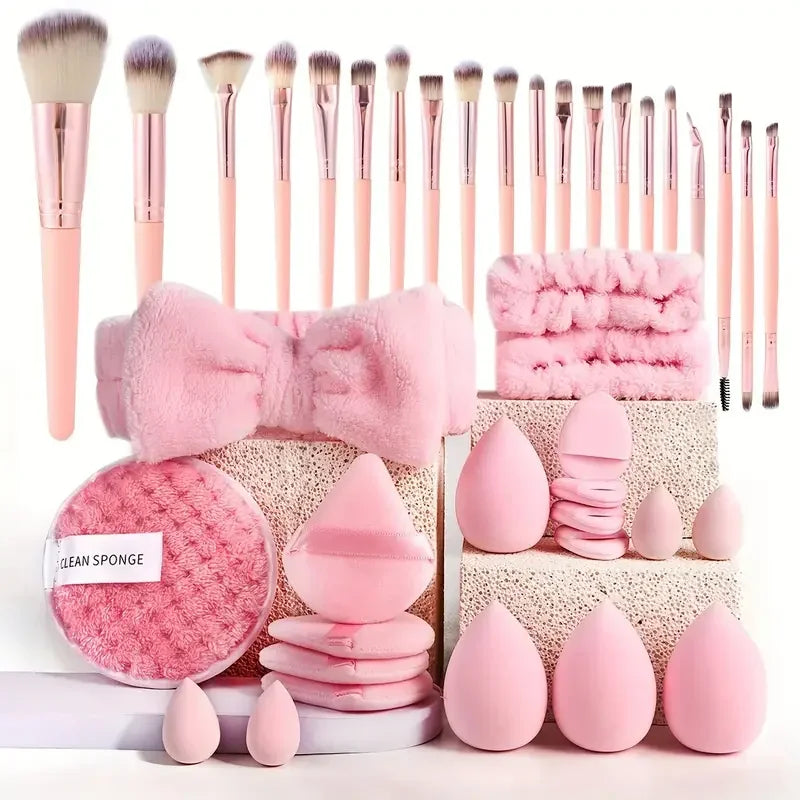 Pink Makeup kit Complete Makeup Brush Set, Big set includes Soft Brushes, Beauty Blender