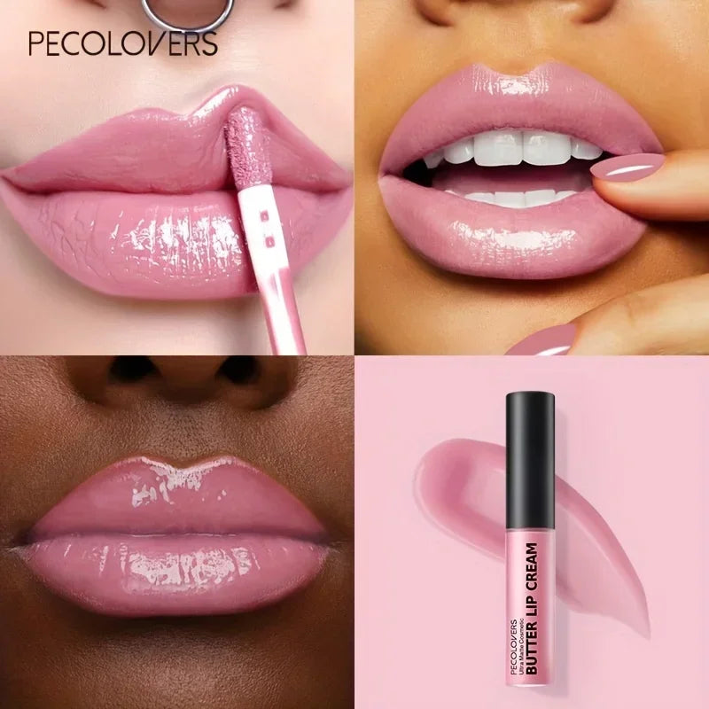 Butter Gloss Non-Sticky Lip Gloss Long Lasting Nude Lip Makeup Hydrating Lip Gloss with Essential Oil Liquid Lipstick