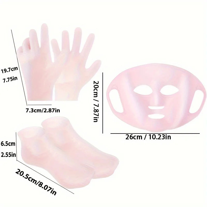 Reusable Moisturizing Mask Set, Gloves, Socks - For Face, Hands and Feet Dry, Cracked Skin, Set