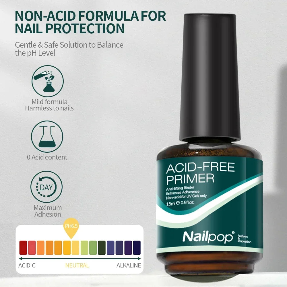 Nail Dehydrator and Primer Acid Free Natural Nail Prep for Acrylic and UV Gel Nail Polish Fast Dry Superior Bonding Set