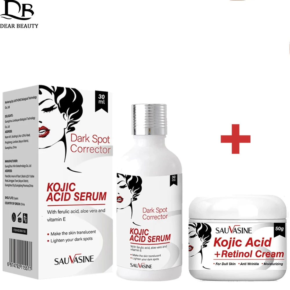 Skin Care Set Anti-aging Face Cream Wrinkle Removal Facial Serum Deep Cleansing Brighten Moisturize Kojic Acid Soap