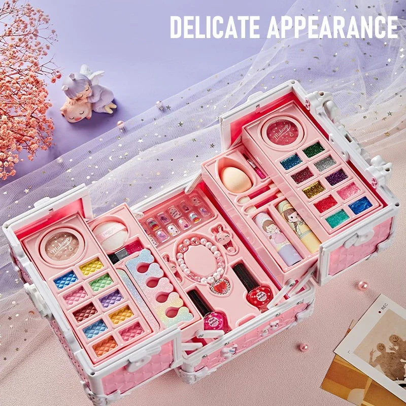 Washable Makeup Kit Real Girl Princess Make Up Kit with Cosmetic Case