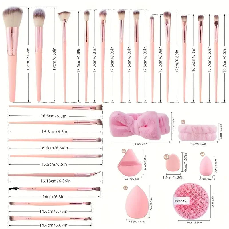 Pink Makeup kit Complete Makeup Brush Set, Big set includes Soft Brushes, Beauty Blender