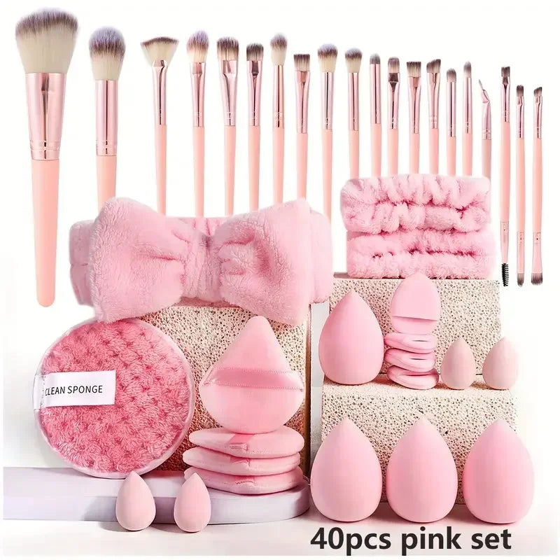 Pink Makeup kit Complete Makeup Brush Set, Big set includes Soft Brushes, Beauty Blender