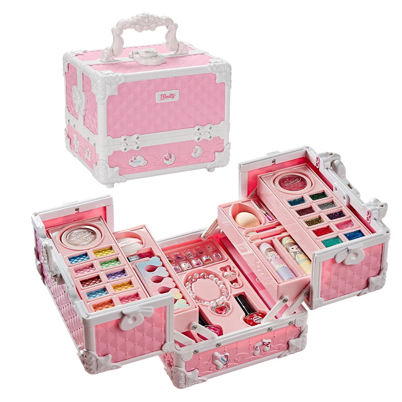 Washable Makeup Kit Real Girl Princess Make Up Kit with Cosmetic Case